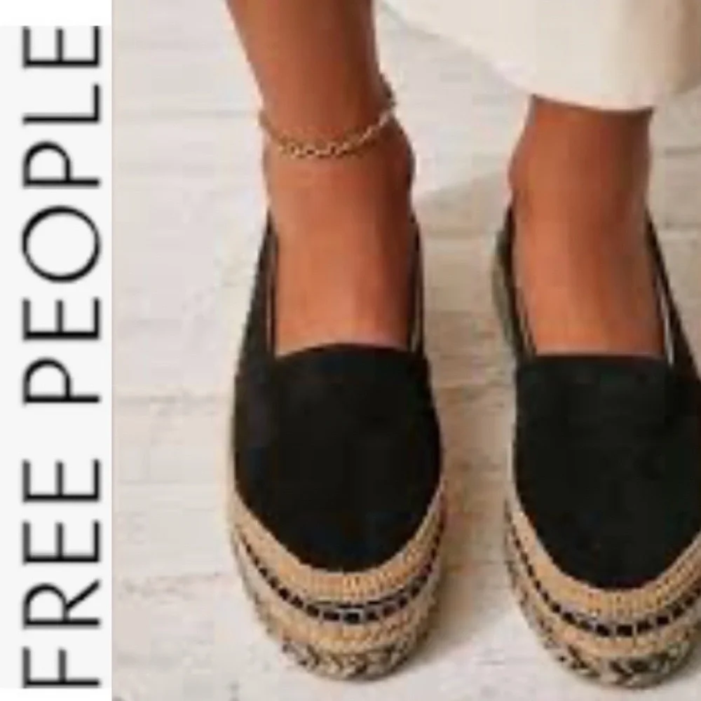 NEW Free People Collection Eden Double Stack Espadrilles black/tan 39